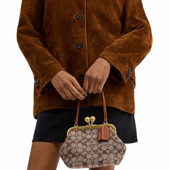 NWT - Coach Crystal Signature Jacquard Kisslock 16 Frame Bag - Picture 3 of 7